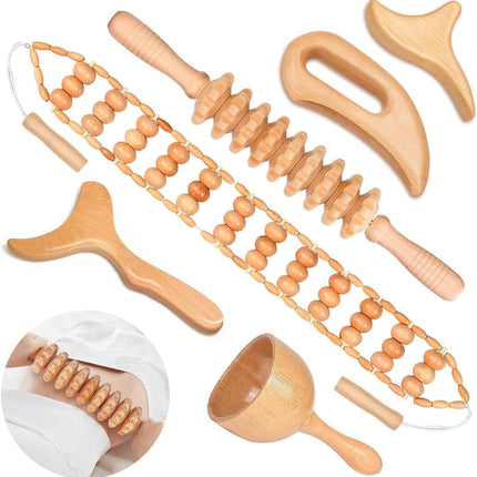12-in-1 Wood Therapy Massage Tools Wooden Massager Body Sculpting Tools Maderoterapia Kit Wood Therapy Tools for Muscle Pain Relief Body Shaping Anti-Cellulite